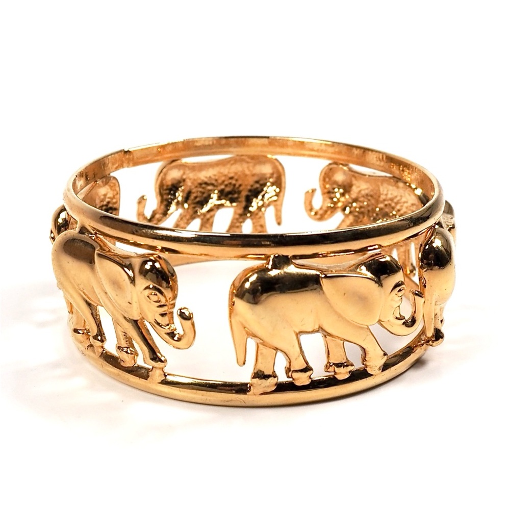Gold Elephant Bangle Bracelet
